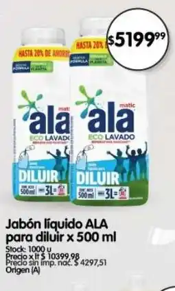 Supermercados Buenos Días ala jabón líquido para diluir oferta