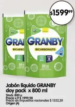 Supermercados Buenos Días Granby jabón líquido doy pack oferta