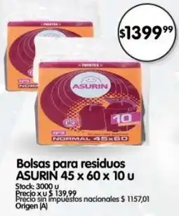 Supermercados Buenos Días Asurin bolsas para residuos oferta