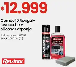 Changomas Revigal combo 10 revigal- lavacoche + silicona+esponja oferta