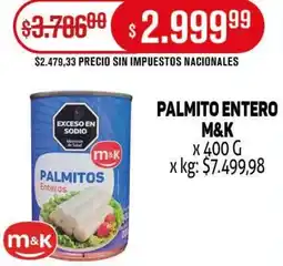 Makro M&K palmito entero oferta
