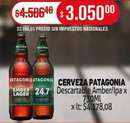 Makro Cerveza patagonia descartable amber/lpa oferta