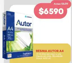 Supermercados Tadicor Resma autor A4 oferta