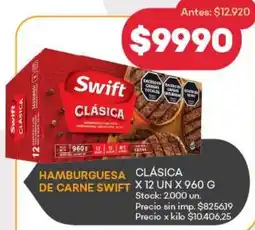 Supermercados Tadicor Swift hamburguesa de carne clásica oferta