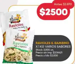 Supermercados Tadicor Bambino ravioles varios sabores oferta