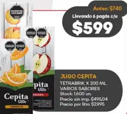 Supermercados Tadicor Cepita jugo tetrabrik varios sabores oferta