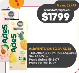 Supermercados Tadicor Alimento de soja ades tetrabrik varios sabores oferta