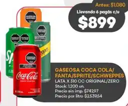 Supermercados Tadicor Coca cola/ fanta/sprite/schweppes gaseosa lata original/zero oferta