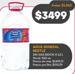 Supermercados Tadicor Nestlé agua mineral sin gas bidón oferta