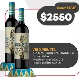 Supermercados Tadicor Pirueta vino cabernet/malbec oferta