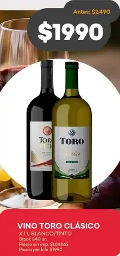 Supermercados Tadicor Toro clásico vino blanco/tinto oferta