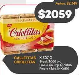 Supermercados Tadicor Criollitas galletitas oferta