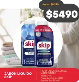 Supermercados Tadicor Skip jabón líquido para diluir variedades oferta
