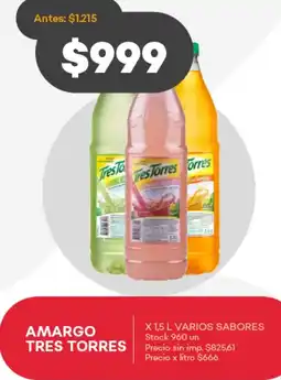 Supermercados Tadicor Tres torres amargo varios sabores oferta