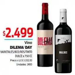 Supermercados Top Dilema/ day vino varietales/bco/ros/tinto dulce oferta