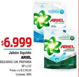 Supermercados Top Ariel jabón líquido delicados/lim. profunda dp oferta