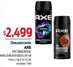 Supermercados Top Axe desodorante epic/mar/musk/ apollo/black/gold oferta