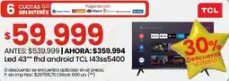 Punto Mayorista Tcl led 43" oferta
