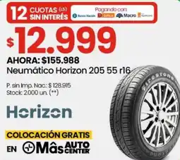 Punto Mayorista Horizon neumático 205 55 r16 oferta