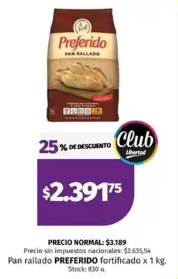 Hipermercado Libertad Preferido pan rallado fortificado oferta