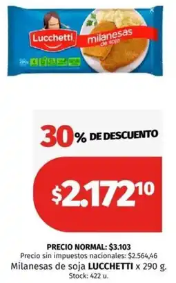 Hipermercado Libertad Lucchetti milanesas de soja oferta