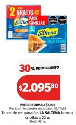 Hipermercado Libertad La salteña tapas de empanadas horno/ criollas oferta