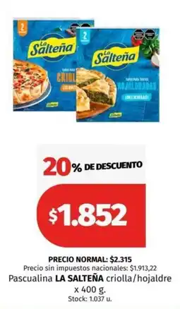 Hipermercado Libertad La salteña pascualina criolla/hojaldre oferta