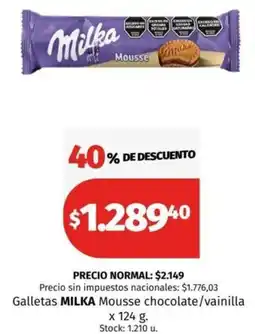 Hipermercado Libertad Milka galletas mousse chocolate/vainilla oferta