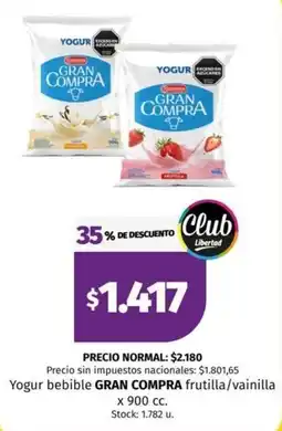 Hipermercado Libertad Gran compra yogur bebible frutilla/vainilla oferta