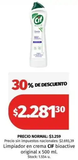Hipermercado Libertad Cif limpiador en crema bioactive original oferta
