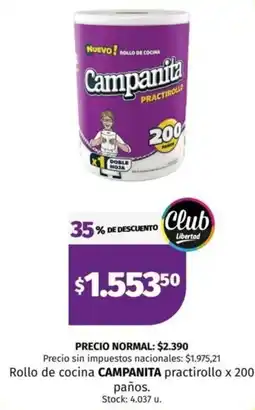 Hipermercado Libertad Campanita rollo de cocina practirollo oferta