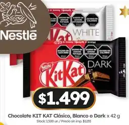 Cordiez Kit kat chocolate clásico, blanco o dark oferta