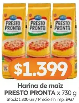 Cordiez Presto pronta harina de maíz oferta