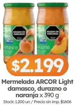 Cordiez Arcor mermelada light damasco, durazno o naranja oferta
