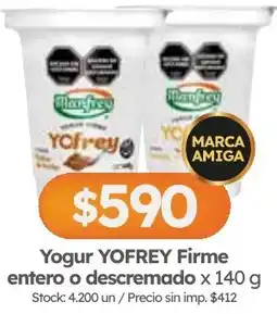Cordiez Yofrey yogur firme entero o descremado oferta