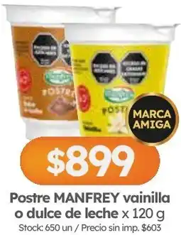 Cordiez Manfrey postre vainilla o dulce de leche oferta