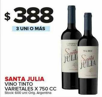 Carrefour Maxi Santa Julia Vino Tinto Varietales oferta