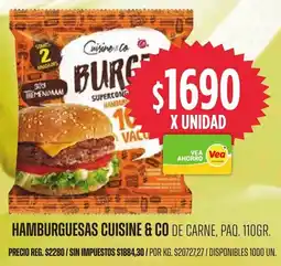 Supermercados Vea Hamburguesas cuisine & co de carne, paq. oferta