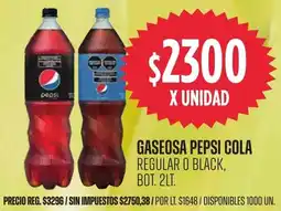 Supermercados Vea Pepsi cola gaseosa regular o black, bot. oferta