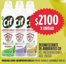 Supermercados Vea Cif desinfectante de ambientes y superfice dientes y sapoficientes y superfic oferta