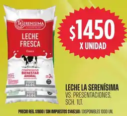Supermercados Vea La serenísima leche vs. presentaciones, sch. oferta