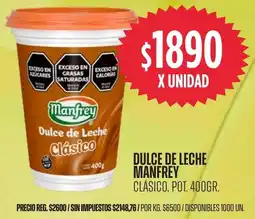 Supermercados Vea Manfrey dulce de leche clásico, pot. oferta
