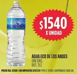Supermercados Vea Eco de los andes agua sin gas, bot. oferta