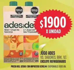 Supermercados Vea Ades jugo vs. sabores, brk. oferta