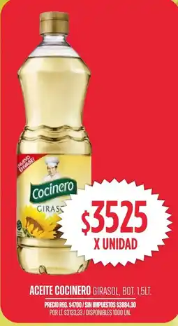 Supermercados Vea Cocinero aceite girasol, bot. oferta