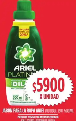 Supermercados Vea Ariel jabón para la ropa diluible, bot oferta