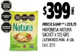 Supermercados Yaguar Natura mayonesa sachet oferta