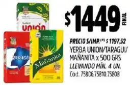 Supermercados Yaguar Union/taragui/ mañanita yerba oferta