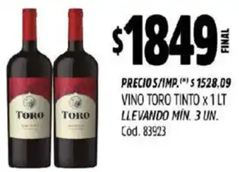 Supermercados Yaguar Toro vino tinto oferta