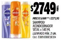 Supermercados Yaguar Sedal shampoo/ acondicionador oferta